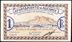 Alicante (Alicante). 10, 25, 50 céntimos y 1 peseta. (KG. 78)(T. 163 a 166). 4 billetes, serie completa. BC+/MBC+.