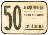 Callosa de Ensarriá (Alicante). 50 céntimos. (KG. falta, sólo indica el de 50 céntimos) (T. 462). Cartón. Muy raro. MBC.