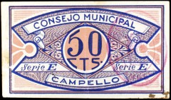 Campello (Alicante). 50 céntimos. (KG. 219) (T. 486). Raro. MBC+.