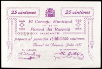 Floreal del Raspeig (Alicante). 25 y 50 céntimos. (KG. 353) (T. 760 y 761). 2 billetes. Raros así. EBC.
