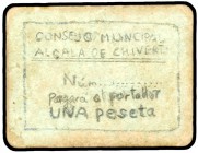 Alcalá de Chivert (Castellón). 50 céntimos y 1 peseta. (KG. 42) (T. 62 y 63). 2 cartones, serie completa. Textos sobreescritos a lápiz en la época. Ra...