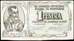Burriana (Castellón). 1 peseta. (KG. 198) (T. 439a). MBC.