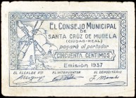Santa Cruz de Mudela (Ciudad Real). 50 céntimos. (KG. 682). Escaso. MBC-.