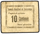Torrecampo (Córdoba). Consejo Municipal. 10 céntimos. (KG. falta, sólo indica un billete de 25 céntimos del Ayuntamiento). Cartón. Raro. BC+.