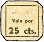 Albalatillo (Huesca). Consejo de Defensa. 25 céntimos y 1 peseta. (KG. 29). 2 cartones, serie completa. Muy raros. BC/MBC.
