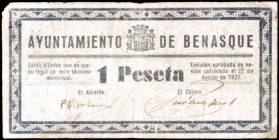 Benasque (Huesca). 1 peseta. (KG. 150) (T. 99). Raro. BC+.