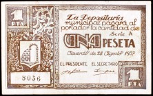 Graus (Huesca). Consejo Municipal. 5, 25, 50 céntimos y 1 peseta. (KG. 394 y 394b) (T. 248 a 251). 4 billetes, serie completa. BC/MBC.