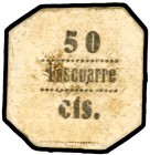Lascuarre (Huesca). 50 céntimos. (KG. 440) (T. 257). Cartón. Rarísimo. MBC+.