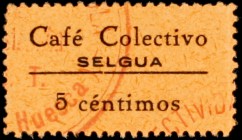 Selgua (Huesca). Café Colectivo. 5 céntimos. Raro. EBC.