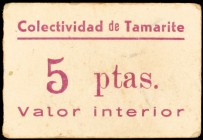 Tamarite (Huesca). Colectividad. 5, 10 céntimos, 1, 2'50, 5 y 10 pesetas. (KG. 720a, sólo reseña los de 5 y 25 céntimos) (T. 355 a 358, 361 y 362). 6 ...