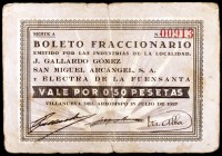 Villanueva del Arzobispo (Jaén). Boleto fraccionario emitido por las industrias de la localidad. 50 céntimos. (KG. 807). BC.