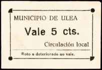 Ulea (Murcia). 5 céntimos. (KG. 753) (CCT. 297). Cartón. Muy raro. MBC+.