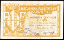 Alcira (Valencia). 50 céntimos. (KG. 51). MBC-.