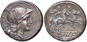 ROMANE REPUBBLICANE - ANONIME - Monete senza simboli (dopo 211 a.C.) - Denario B. 2; Cr. 44/5 (AG g. 4,55) Bella patina - Ex asta Negrini 29 del 2009,...