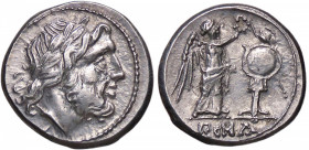 ROMANE REPUBBLICANE - ANONIME - Monete senza simboli (dopo 211 a.C.) - Vittoriato B. 9; Cr. 53/1 (AG g. 3,24)
qSPL/SPL