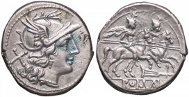 ROMANE REPUBBLICANE - ANONIME - Monete con simboli o monogrammi (211-170 a.C.) - Denario B. 20; Cr. 117/1a (AG g. 4)
BB+