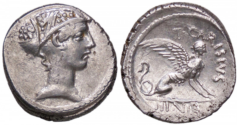 ROMANE REPUBBLICANE - CARISIA - T. Carisius (46 a.C.) - Denario B. 11; Cr. 464/1...