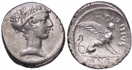ROMANE REPUBBLICANE - CARISIA - T. Carisius (46 a.C.) - Denario B. 11; Cr. 464/1 (AG g. 4,11)
SPL/SPL+