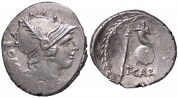 ROMANE REPUBBLICANE - CARISIA - T. Carisius (46 a.C.) - Denario B. 5/6; Cr. 464/3 (AG g. 3,57) Schiacciatura marginale di conio
 Schiacciatura margin...