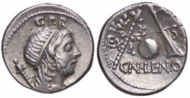 ROMANE REPUBBLICANE - CORNELIA - Cn. Cornelius Lentulus (76-75 a.C.) - Denario B. 54; Cr. 393/1a (AG g. 3,88)
SPL