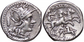 ROMANE REPUBBLICANE - DOMITIA - Cn. Domitius Ahenobarbus (128 a.C.) - Denario B. 14; Cr. 261/1 (AG g. 3,89)
BB+/qSPL