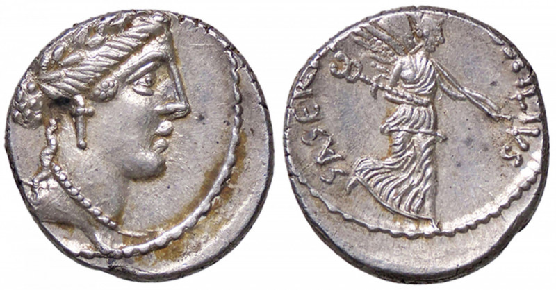 ROMANE REPUBBLICANE - HOSTILIA - L. Hostilius Saserna (48 a.C.) - Denario B. 5; ...