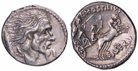 ROMANE REPUBBLICANE - HOSTILIA - L. Hostilius Saserna (48 a.C.) - Denario B. 2; Cr. 448/2a (AG g. 3,81) Ex asta Kunker 136 del 2008, lotto 829
 Ex as...