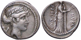 ROMANE REPUBBLICANE - POMPONIA - Q. Pomponius Musa (66 a.C.) - Denario B. 13; Cr. 410/5 (AG g. 3,58)
BB+