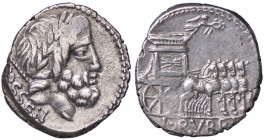 ROMANE REPUBBLICANE - RUBRIA - L. Rubrius Dossenus (87 a.C.) - Denario B. 1; Cr. 348/1 (AG g. 3,91) Lieve debolezza di conio sulla testa
 Lieve debol...