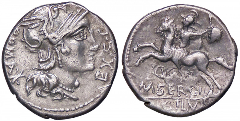 ROMANE REPUBBLICANE - SERGIA - M. Sergius Silus (116-115 a.C.) - Denario B. 1; C...