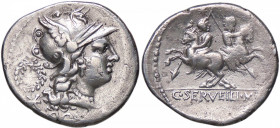 ROMANE REPUBBLICANE - SERVILIA - C. Servilius M. f. (136 a.C.) - Denario B. 1; Cr. 239/1 (AG g. 3,71)
BB+