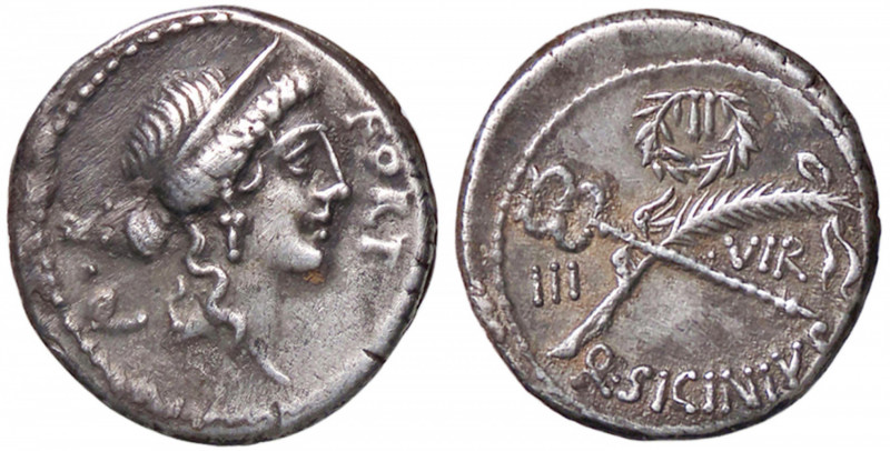 ROMANE REPUBBLICANE - SICINIA - Q. Sicinius (49 a.C.) - Denario B. 5; Cr. 440/1 ...