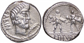 ROMANE REPUBBLICANE - TITURIA - L. Titurius L. f. Sabinus (89 a.C.) - Denario B. 3; Cr. 344/1c (AG g. 4,01)
qSPL/BB+