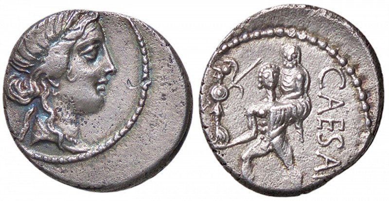 ROMANE IMPERIALI - Giulio Cesare († 44 a.C.) - Denario B. 10; Cr. 458/1 (AG g. 3...