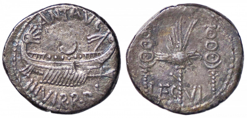 ROMANE IMPERIALI - Marc'Antonio († 30 a.C.) - Denario B. 112; Cr. 544/19 (AG g. ...