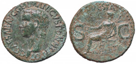 ROMANE IMPERIALI - Caligola (37-41) - Asse - Testa a s. /R Vesta seduta a s. con patera e scettro C. 27; RIC 38 (AE g. 10,75)
bel BB