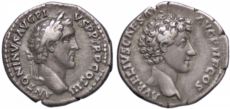ROMANE IMPERIALI - Antonino Pio e Marco Aurelio - Denario C. 15 (AG g. 3,17)
BB...