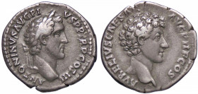 ROMANE IMPERIALI - Antonino Pio e Marco Aurelio - Denario C. 15 (AG g. 3,17)
BB+
