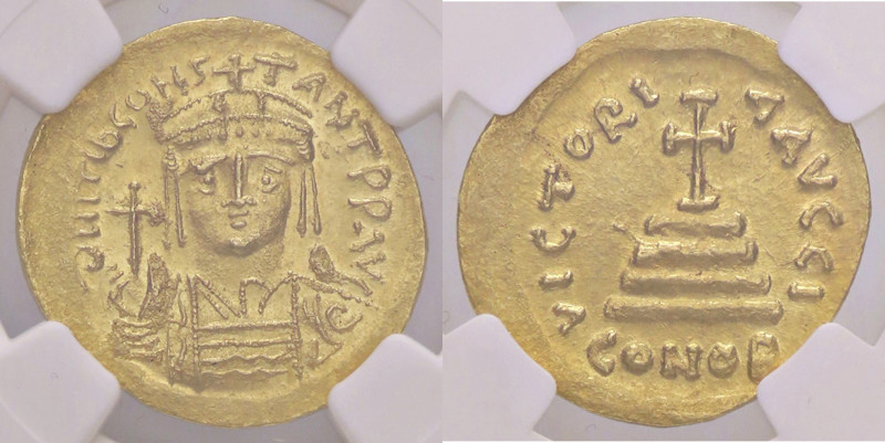 BIZANTINE - Tiberio II (578-582) - Solido Ratto 915/20; Sear 422 (AU g. 4,46) Si...
