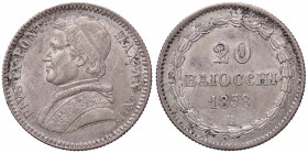 ZECCHE ITALIANE - BOLOGNA - Pio IX (1846-1866) - 20 Baiocchi 1858 A. XII Pag. 283; Mont. 156 AG
qFDC