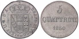 ZECCHE ITALIANE - FIRENZE - Leopoldo II di Lorena (1824-1859) - 5 Quattrini 1830 Pag. 174; Mont. 379 R CU
qFDC