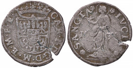 ZECCHE ITALIANE - MANTOVA - Carlo I Gonzaga (1627-1637) - Lira 1633 CNI 19/21; MIR 650 (AG g. 4,71) Frattura di conio
 Frattura di conio
BB