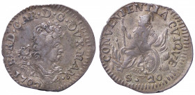 ZECCHE ITALIANE - MANTOVA - Ferdinando Carlo Gonzaga-Nevers (1669-1707) - Mezza lira 1702 CNI 45; MIR 743/2 R (AG g. 1,35)
BB+/BB