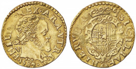 ZECCHE ITALIANE - NAPOLI - Filippo II (1554-1598) - Scudo d'oro 1582 P.R. 5; MIR 168/3 NC (AU g. 3,3)
BB+