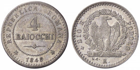 ZECCHE ITALIANE - ROMA - Repubblica Romana (1848-1849) - 4 Baiocchi 1849 Pag. 342; Mont. 62 MI
qFDC/FDC