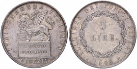 ZECCHE ITALIANE - VENEZIA - Governo Provvisorio (1848-1849) - 5 Lire 1848 - 11 Agosto Pag. 178; Mont. 92 R AG Segnetti
 Segnetti
BB-SPL