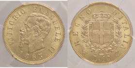 SAVOIA - Vittorio Emanuele II Re d'Italia (1861-1878) - 10 Lire 1863 T (19,0) Pag. 477a; Mont. 156 AU Sigillata PCGS MS63
 Sigillata PCGS MS63
FDC