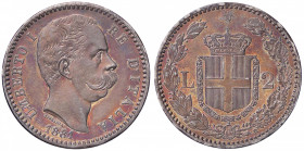 SAVOIA - Umberto I (1878-1900) - 2 Lire 1881 Pag. 591; Mont. 35 AG Patinata
 Patinata
qFDC