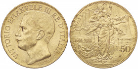 SAVOIA - Vittorio Emanuele III (1900-1943) - 50 Lire 1911 Cinquantenario Pag. 656; Mont. 34 R AU Segnetti
 Segnetti
qSPL