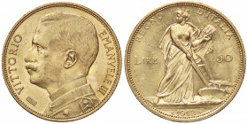 SAVOIA - Vittorio Emanuele III (1900-1943) - 50 Lire 1912 Aratrice Pag. 653; Mont. 30 R AU Segnetti di contatto
 Segnetti di contatto
qFDC